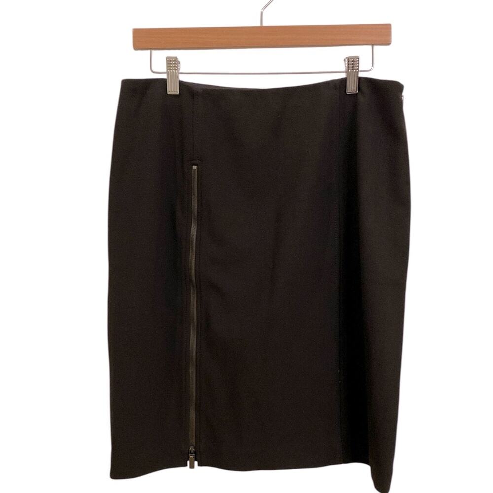 Worth New York Black Front Zipper Pencil Skirt Size 10 Office Siren